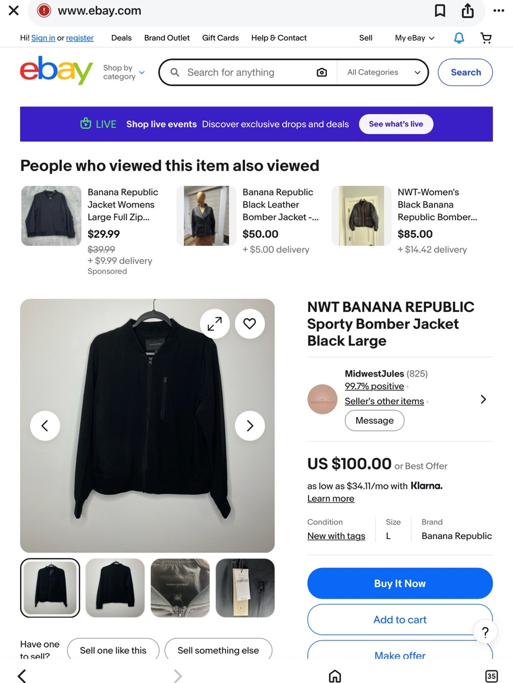 Banana Republic Black Bomber Jacket - Picture 2 of 12